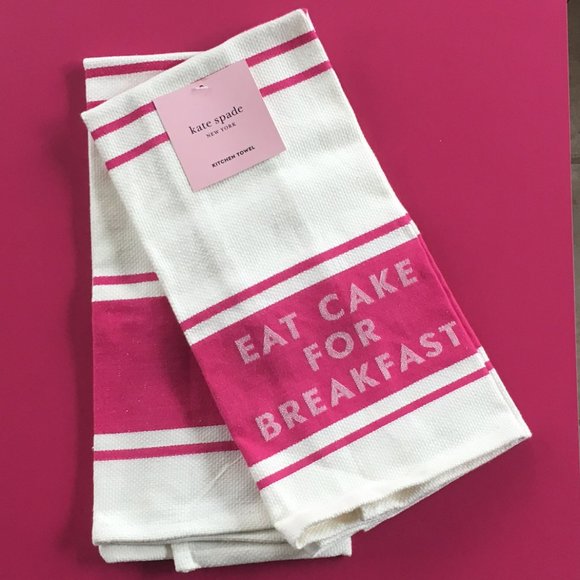 kate spade Other - ♠️ Kate Spade EAT CAKE FOR BREAKFAST Kitchen Dish Towels Pink NWT